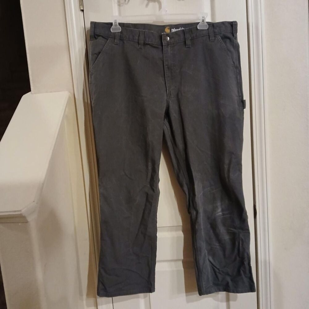 Carhartt Pants Men 44x30 Grey Relaxed Fit Rigby Canvas Rugged Flex Thrashed Work